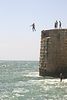 Jonathan Siegel (JSBird) > In the Acco harbor, youths jumped into the ocean, thrilling onlookers