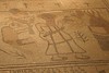 Jonathan Siegel (JSBird) > Close up of the strangely childish figures of Abraham and Isaac. Speculation is that the artist was either a beginner or not first rate, perhaps because of the amount of congregation could afford.Below Abraham is the signature line of the artist in Greek and Hebrew.
