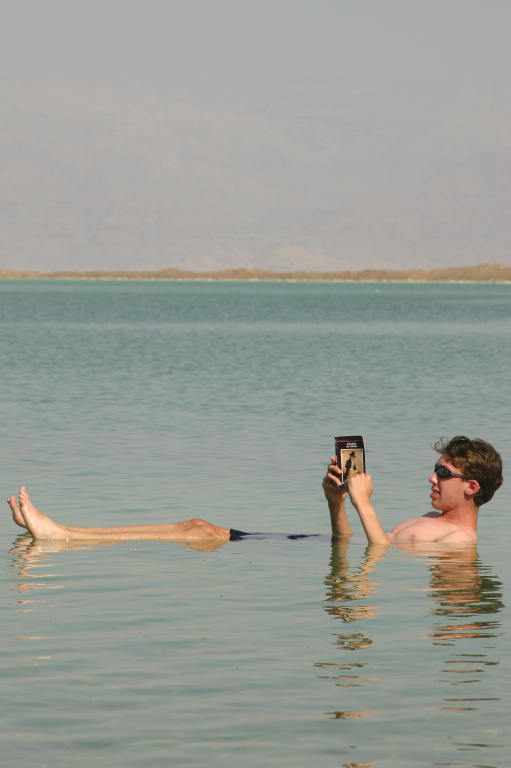 Jonathan Siegel (JSBird) > Max reads some of his homework. All of your body floats completely- your feet also; even in water "over your head", you float upright. It is almost like being weightless. Very wierd...